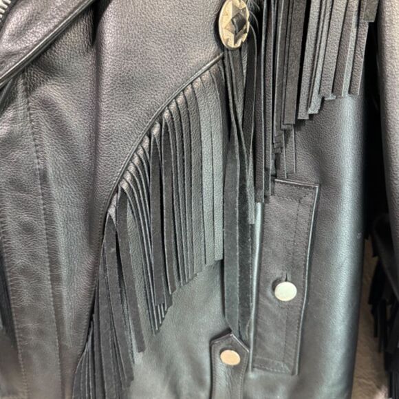 Vintage Open Road Fringed Leather Motorcycle Jacket Mens 42 - Picture 4 of 10